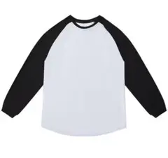 ホワイト・ブラック ラグランシャツ　ロンt ポリエステル