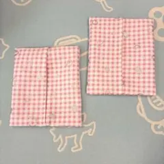 ピンクギンガムチェック ハート柄 ポケットティッシュケース