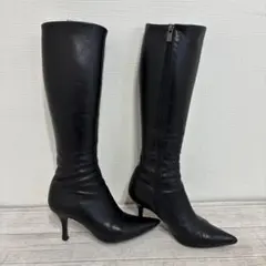 ダイアナ ブラックレザー ロングブーツ 23.0cm