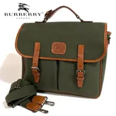 【美品】バーバリー キャンバス レザー 2way ショルダーバッグ 希少品のサムネイル