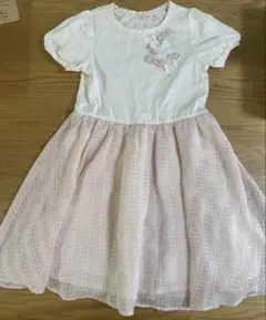 メゾピアノ　リボン刺繍 半袖ワンピース 130