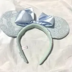 水色レースリボンカチューシャ(ディズニーシンデレラ)