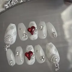 ワンホン チェック フレンチガーリー 地雷系 韓国 量産型 スナ系 ネイルチップ