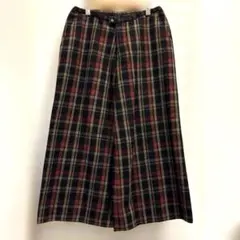チェック柄ウール混合ワイドパンツ