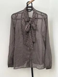 ローリーズファーム　シースルーブラウス　シャツ　ドット　柄　リボン取り外し可能