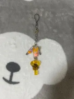 ハンドメイド 鍵チャーム ストラップ 【オレンジ】3点