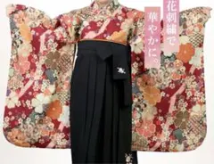 272-卒業袴❤︎着物＆袴2点セット Kansai 真っ赤に梅 襦袢と帯の追加 