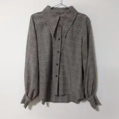 GRL チェック柄 長袖ブラウス ブラウン