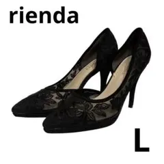 rienda リエンダ　エンブロイダリーパンプス 刺繍入り　黒　ブラック　Lのサムネイル