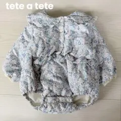 teteatete 花柄ロンパース フリル襟 ダウン アウター ロンパース