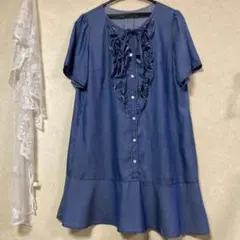 美品　大きいサイズ　Rose Tiara デニム　フリル　ワンピース