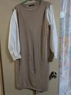 non-hedge ベージュ長袖ワンピース