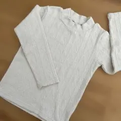 120 プティマイン 長袖カットソー アイボリー ケーブル編み模様