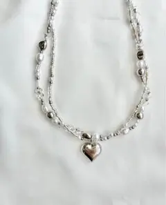 ハート型ペンダント付き2連ネックレス