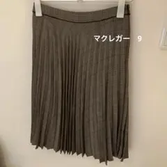 美品　マックレガー　グレー チェック柄 プリーツスカート ひざ丈　秋
