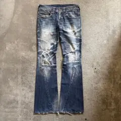 00s TORNADO MART ダメージ フレア デニムパンツのサムネイル