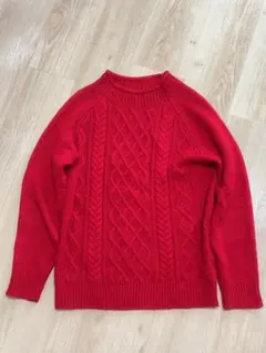 COMME CA ISM 赤 ケーブルニットセーター