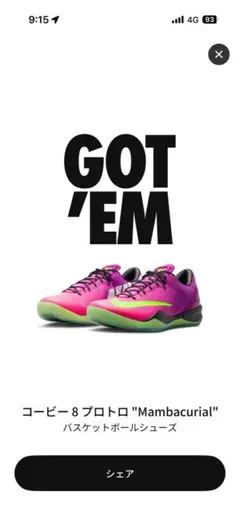 【新品未使用】Nike Kobe 8 Protro "Mambacurial"