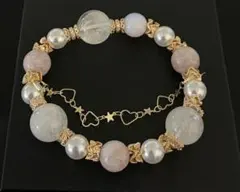 アゼツライト　ピンクマイカ　シェルパール　　デザインブレスレット①
