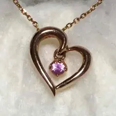 4℃ ピンクサファイア オープンハート ネックレス