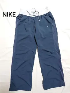 00s NIKE レディース パンツ ネイビー ホワイト 刺繍ロゴ