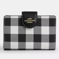 COACH コーチ ミディアム コーナー ジップ ウォレット・ギンガム プリントのサムネイル