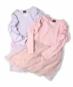 新品80-130 チュールドッキングワンピース