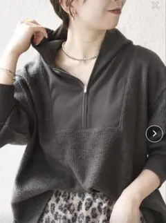 SHIPS any 起毛 ワッフル ハーフジップ フーディー プルオーバー