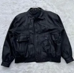 菅田将暉着用型 90's レザージャケット　ブルゾン　L 黒　大きい　襟付