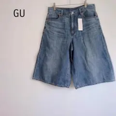 【新品タグ付き】GU デニムパンツ XL 大きいサイズ ワイド ハーフ 春