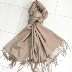 新品未使用★ノーブランド カシミア混ウール大判ストール ベージュ 78✖180㎝