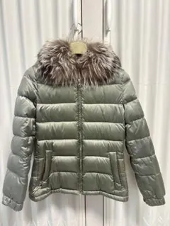 【正規品】PRADA フード付ダウンジャケット レディース 40 オリーブグレー