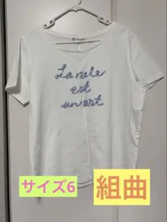 組曲　Tシャツ　6 La vie est sweet 刺繍 Vネック Tシャツ
