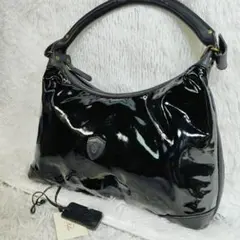 良品✨フェリージ エナメル×レザー ワンショルダーバッグ 黒 02-59のサムネイル