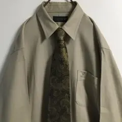 ネクタイシャツ 日本製 古着 ペイズリー柄シルクネクタイ ニューウールシャツ