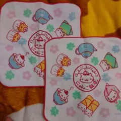 新品未使用品　にゃんにゃんにゃんこ　にゃんこ飯店　ハンカチ　2点セットのサムネイル