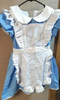 140 アリス コスプレ 青 フリル付きコスチュームドレス