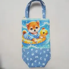 柴犬とアヒルのイラスト　ペットボトルカバー、ドリンクカバー