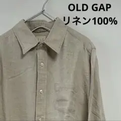 美品 90s 00s OLD GAP 長袖リネンシャツ レギュラーカラー 生成り