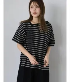 ehka sopo 前後2WAYワンショルプルオーバー ボーダーTシャツ
