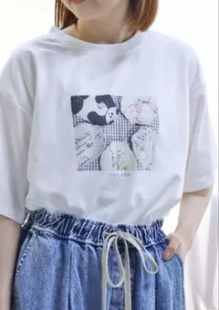 匿名配送　新品　CYILABOプリントTシャツ　変身プレート　ブルーブルーエのサムネイル