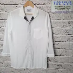 ■NICOLE CLUB FOR MEN 七分袖 オープンカラーシャツ ホワイト