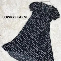 LOWRYS FARM ロングワンピース　Vネック 半袖　小花柄　総柄　Aライン