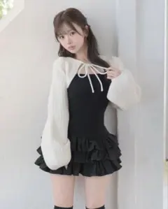 Darich ダーリッチ ティアードフリルミニワンピース ブラック FL