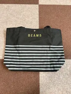 BEAMS ビームス トートバッグ ボーダー 黒 A4サイズ 大容量