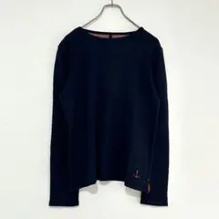 n1437【アーバンリサーチ】長袖ニット カットソー ネイビー イカリ刺繍付