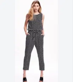 OLD NAVY サロペット（L相当）　ブラック ノースリーブ 幾何学模様 L