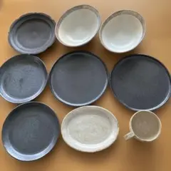 食器セット 9点 黒 白 ベージュ