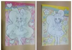キラキラプリキュアアラモード　魔法使いプリキュア背景付きぬりえセット