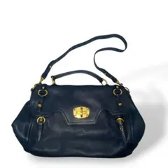 美品　miumiu　ネイビー　ショルダーバッグ　ゴールド金具　レザー　大容量のサムネイル